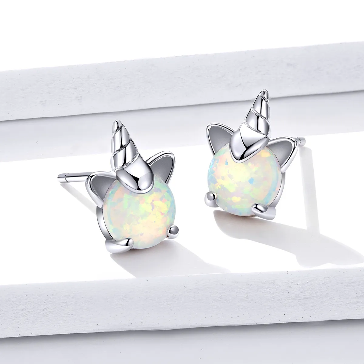 Pandora Style Silver Stud Earrings, Cute Unicorn - SCE737