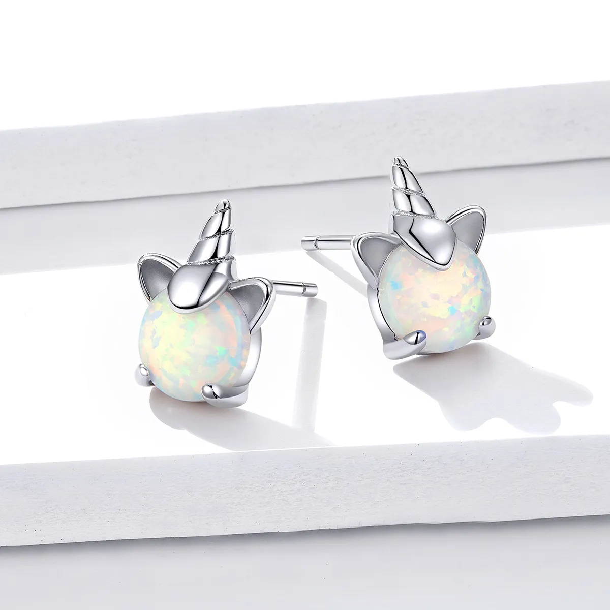 Pandora Style Silver Stud Earrings, Cute Unicorn - SCE737