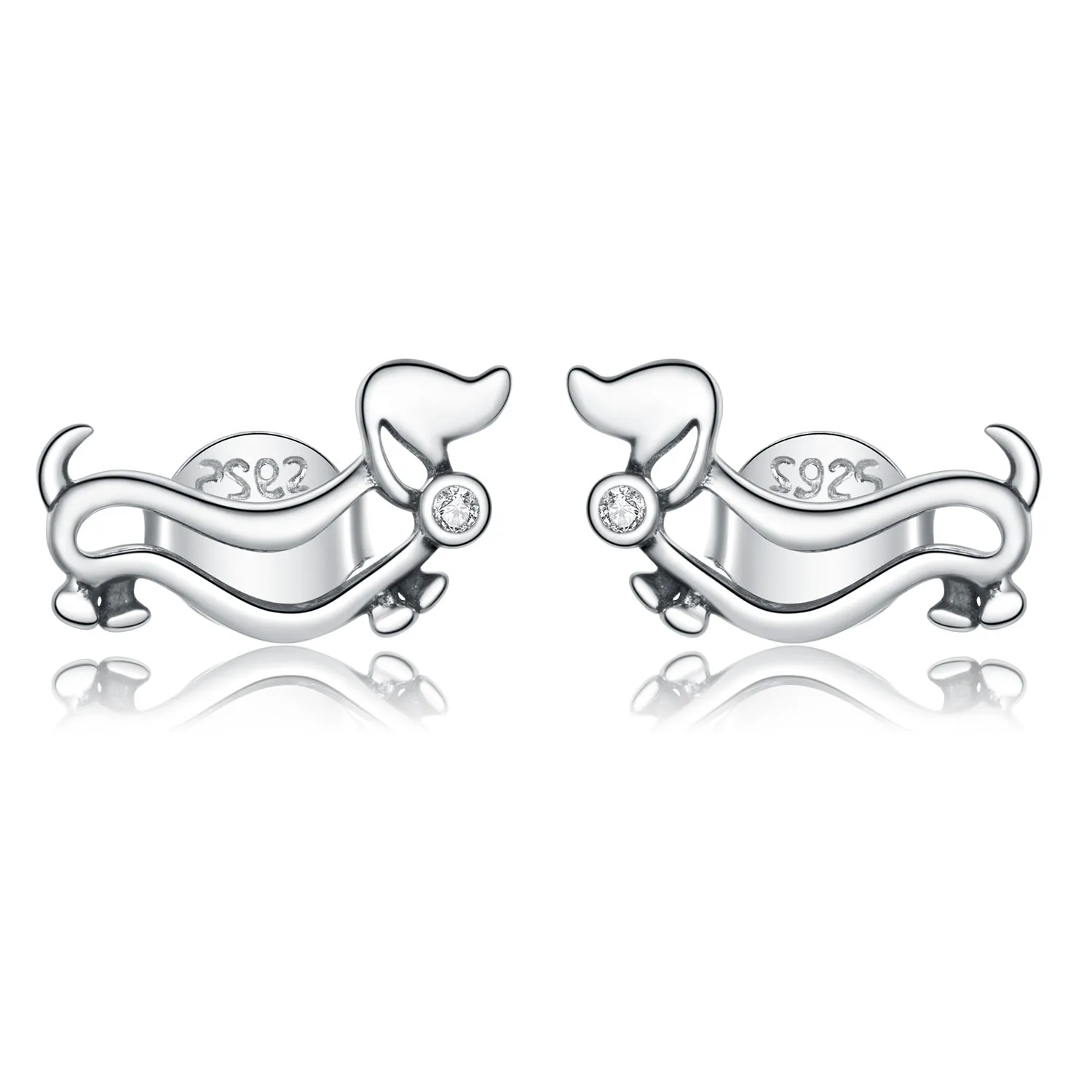 Pandora Style Silver Stud Earrings, Dachshund - SCE952