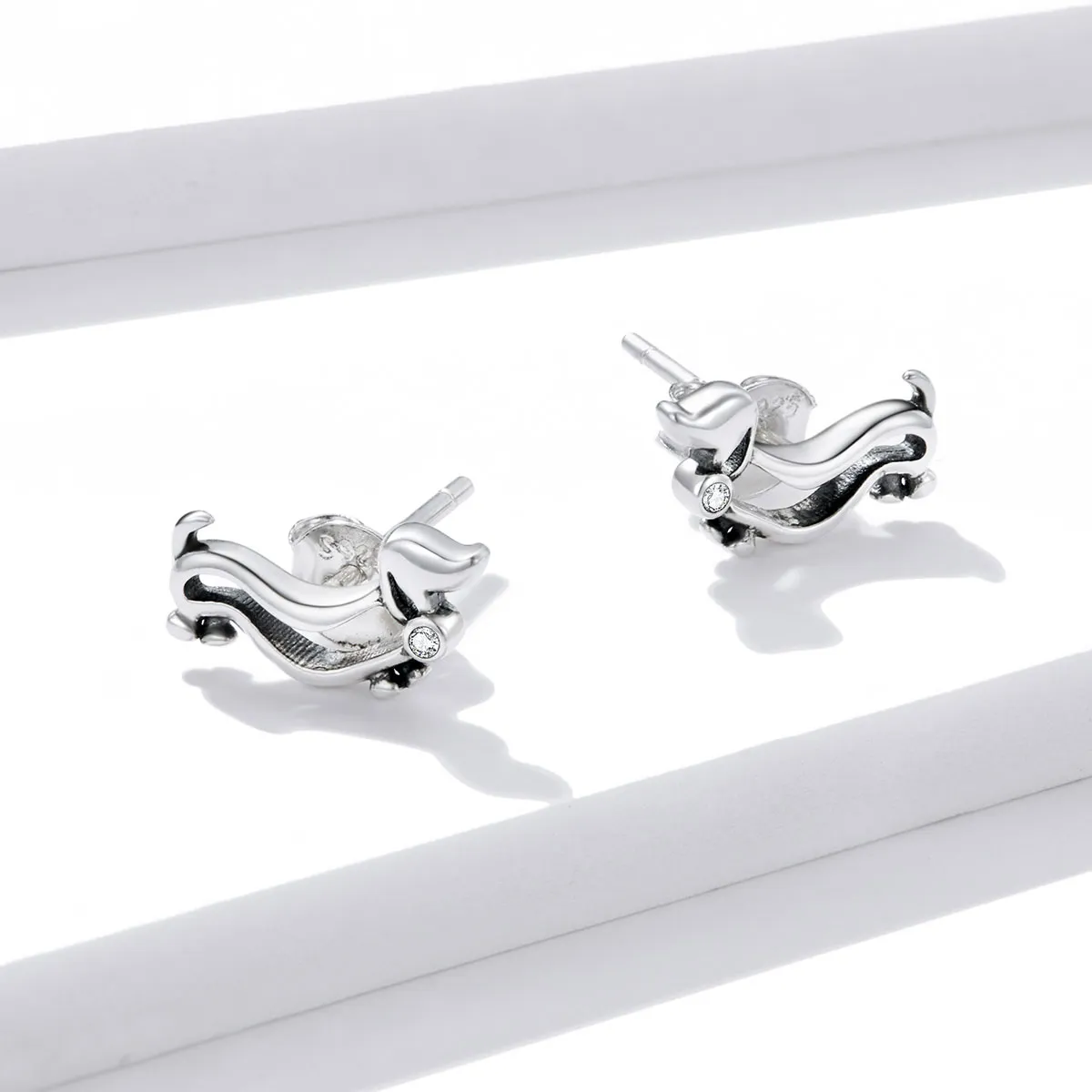 Pandora Style Silver Stud Earrings, Dachshund - SCE952