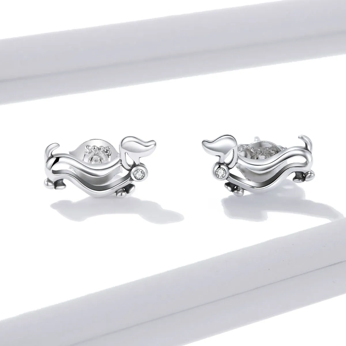 Pandora Style Silver Stud Earrings, Dachshund - SCE952