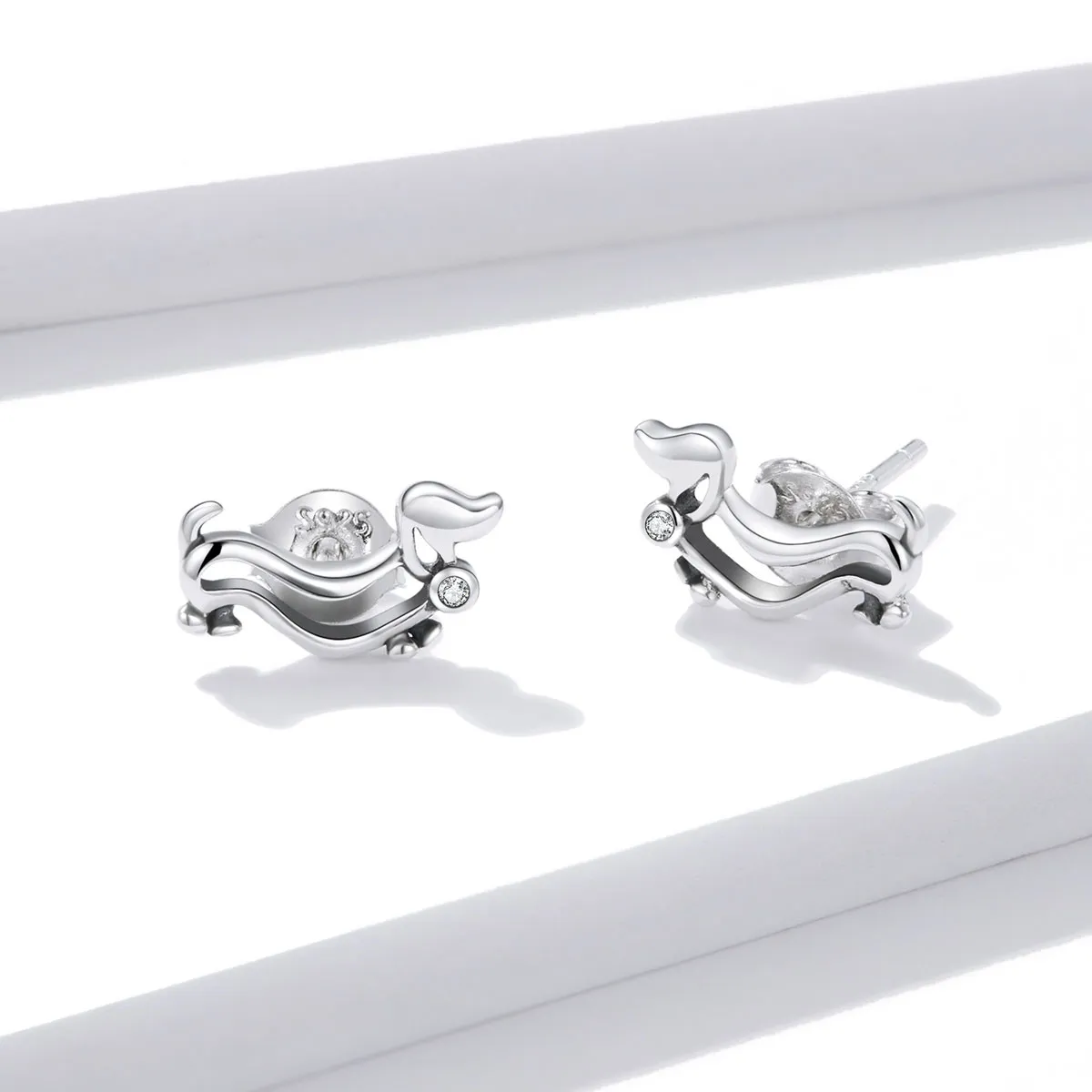 Pandora Style Silver Stud Earrings, Dachshund - SCE952