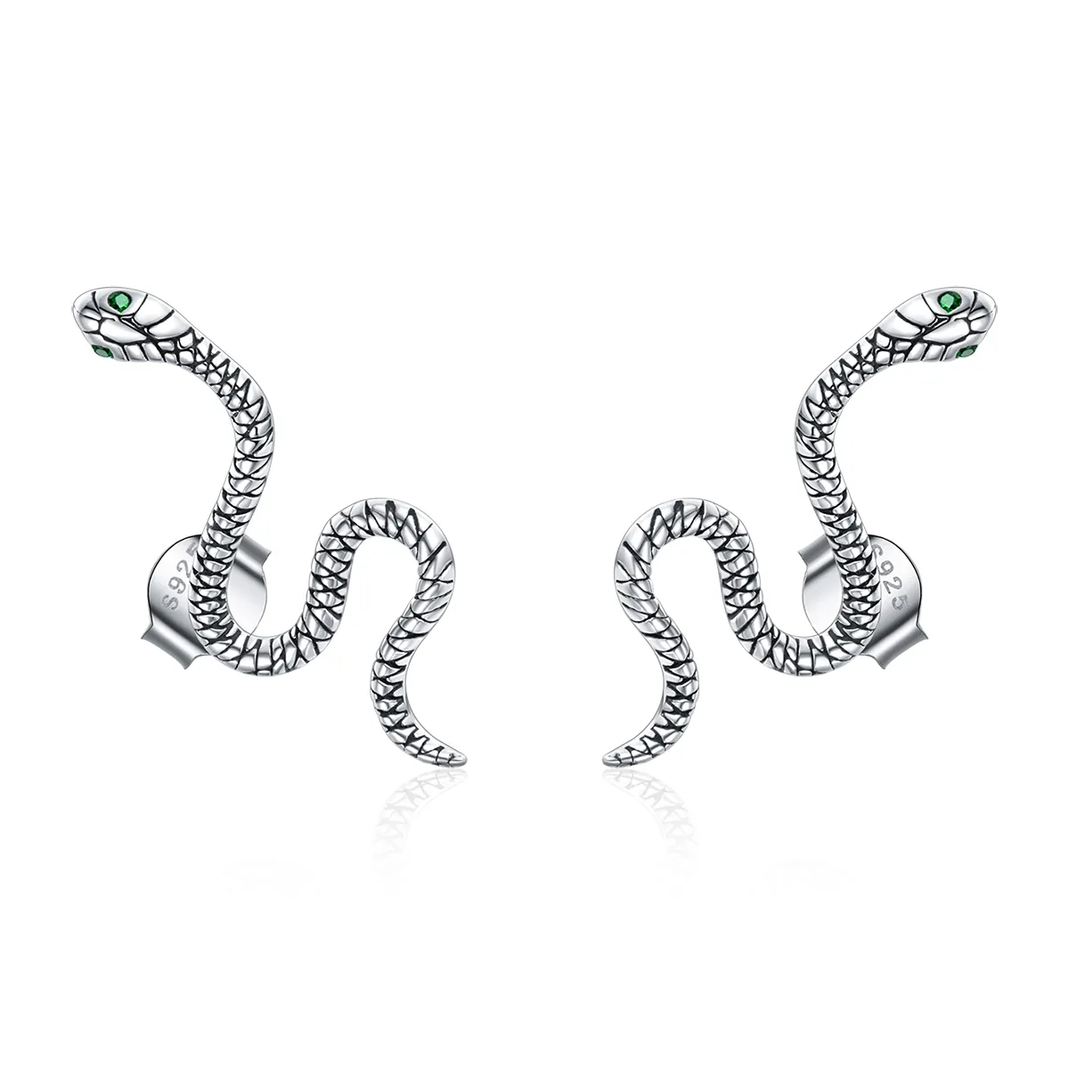 Pandora Style Silver Stud Earrings, Dance of The Snake - SCE1111