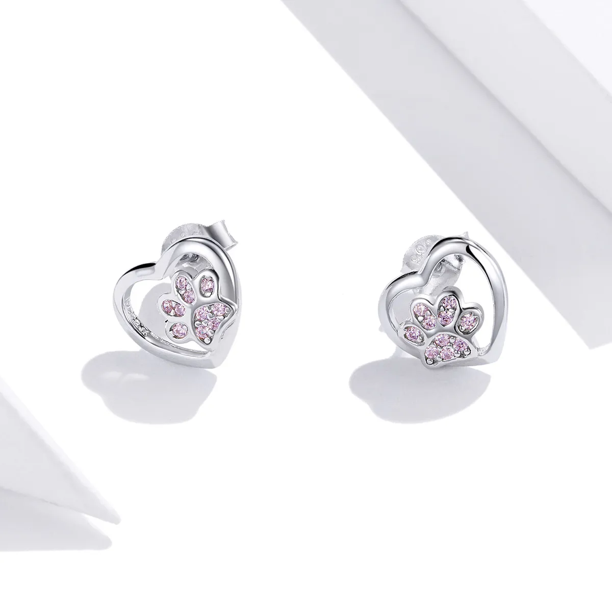 Pandora Style Silver Stud Earrings, Dog Paw - SCE977