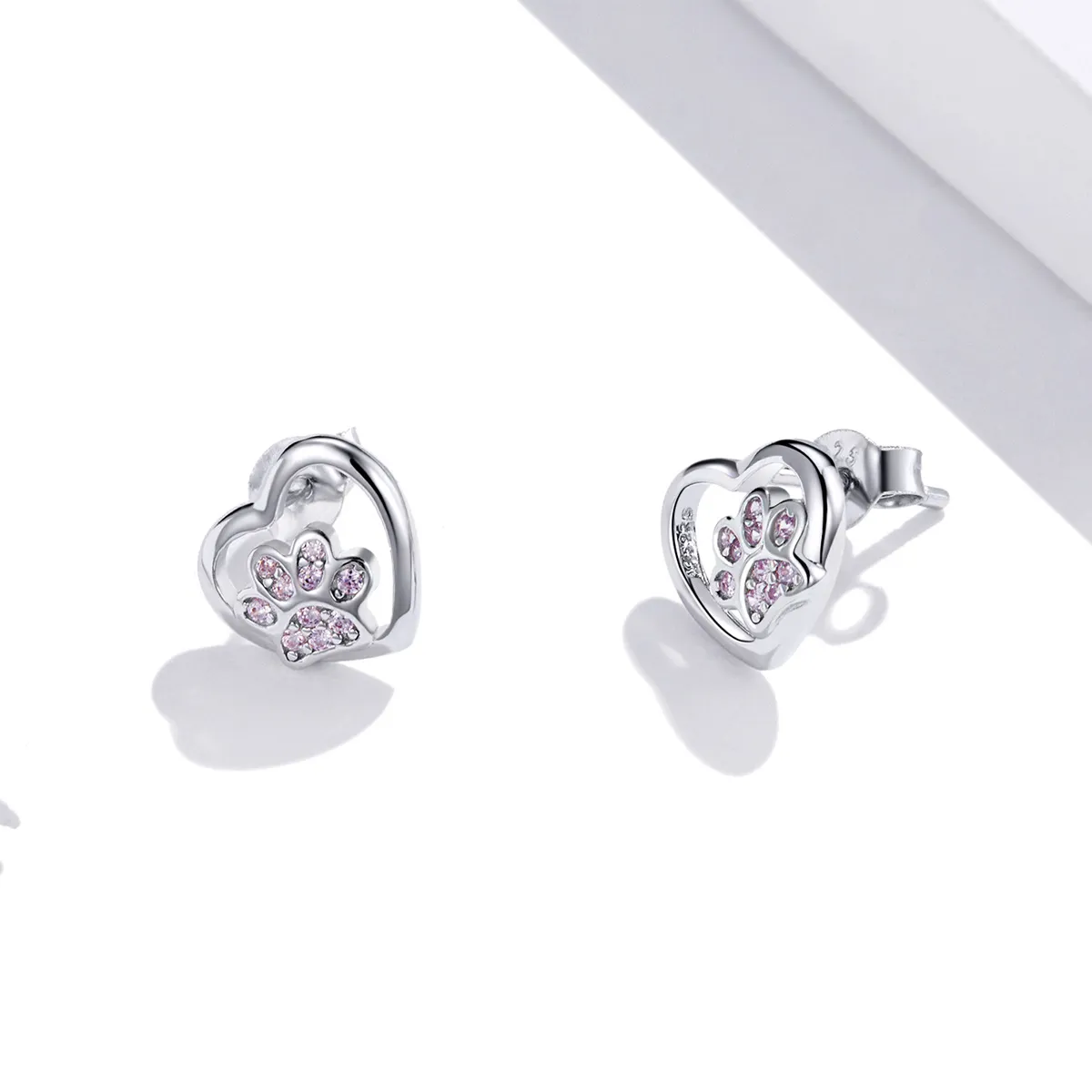 Pandora Style Silver Stud Earrings, Dog Paw - SCE977