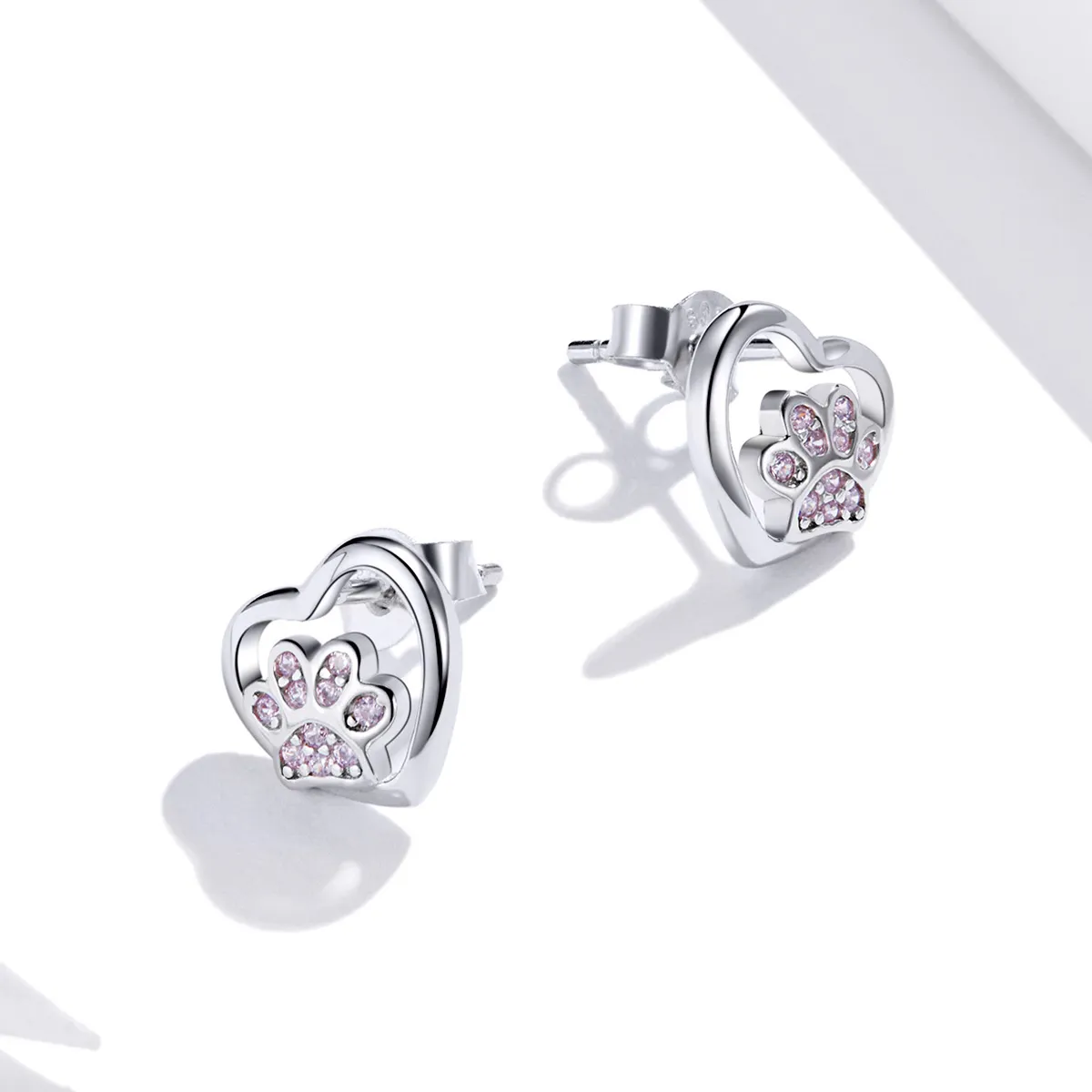 Pandora Style Silver Stud Earrings, Dog Paw - SCE977