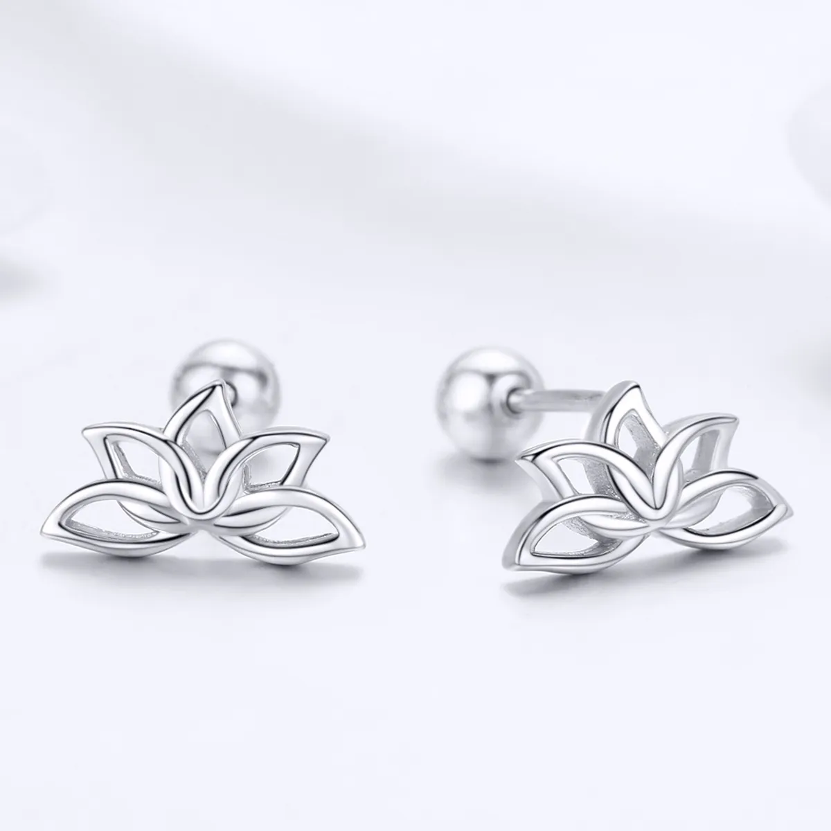 Pandora Style Silver Stud Earrings, Fresh Lotus - BSE024