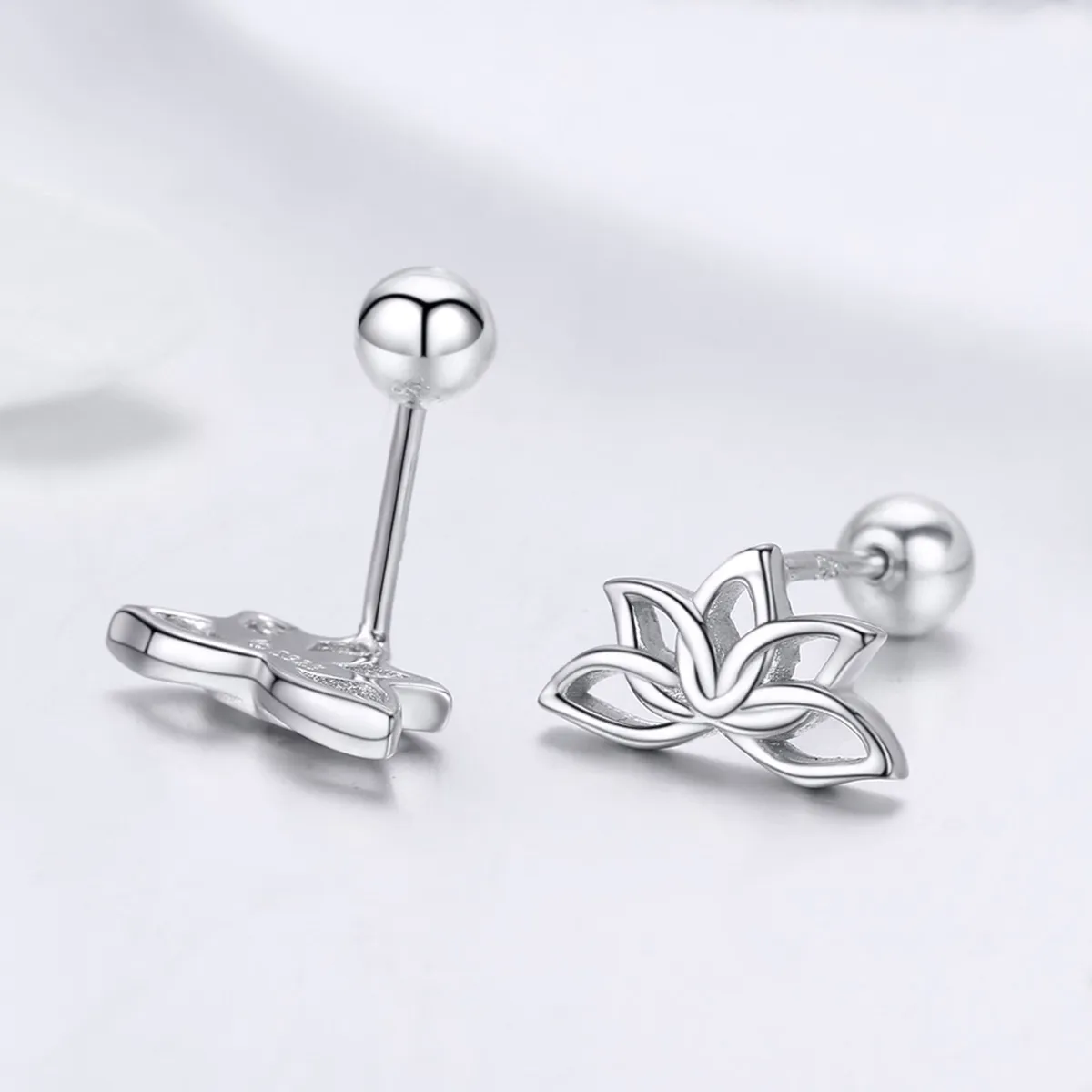 Pandora Style Silver Stud Earrings, Fresh Lotus - BSE024