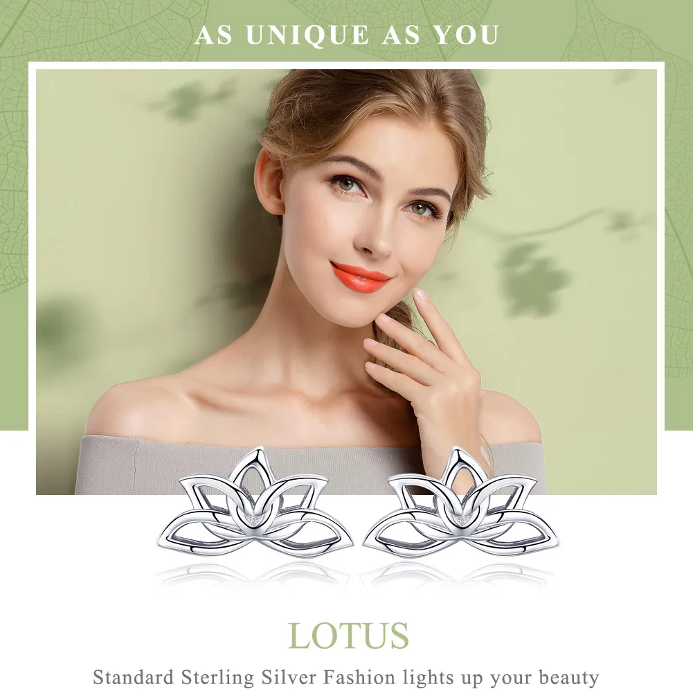 Pandora Style Silver Stud Earrings, Fresh Lotus - BSE024