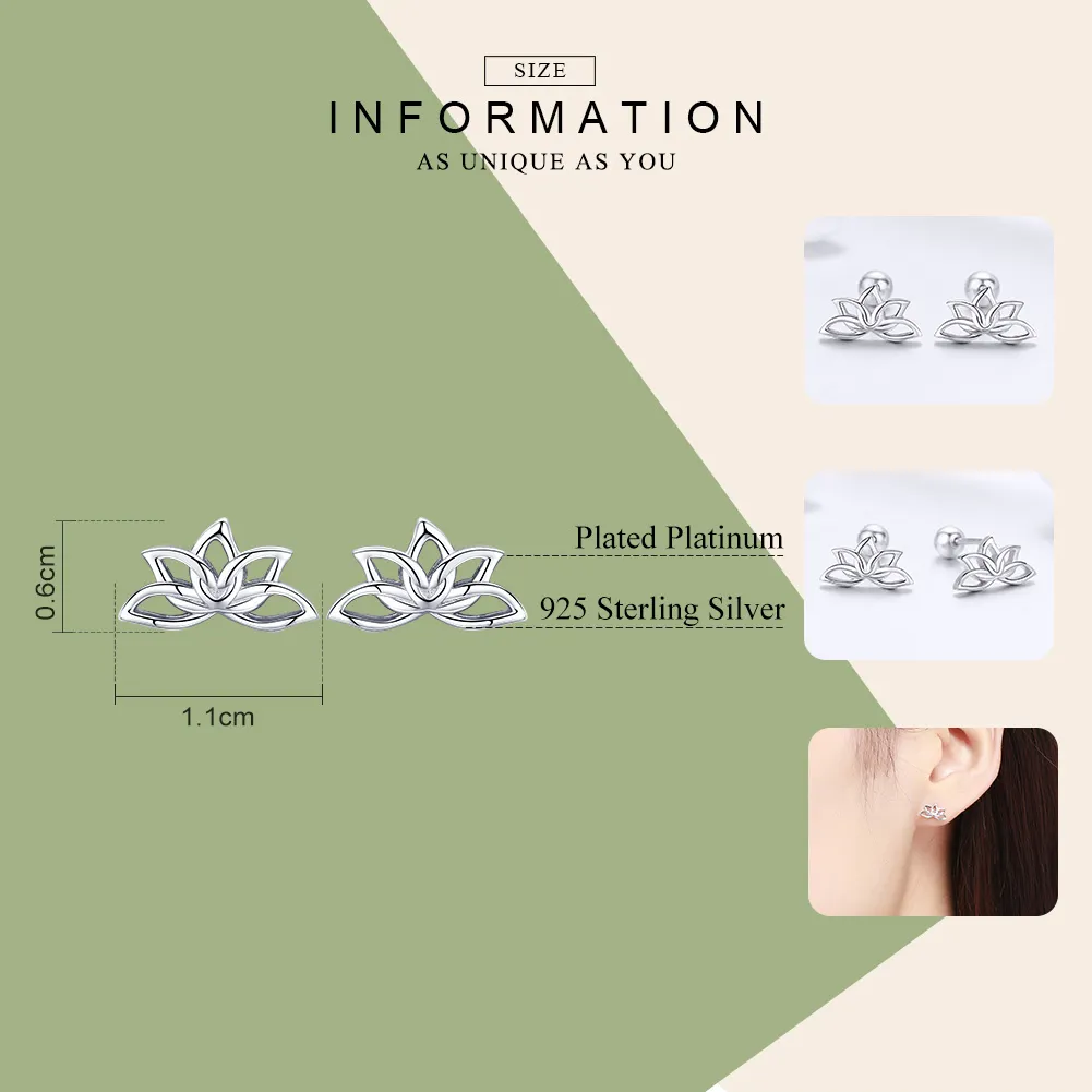 Pandora Style Silver Stud Earrings, Fresh Lotus - BSE024