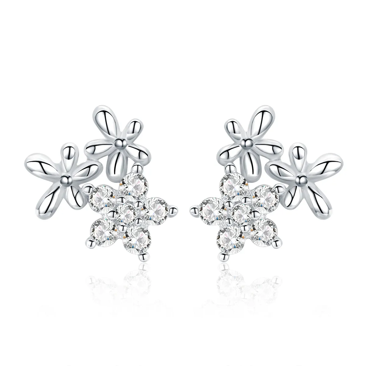 Pandora Style Silver Stud Earrings, Gypsophila - BSE030