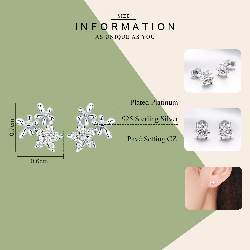 Pandora Style Silver Stud Earrings, Gypsophila - BSE030