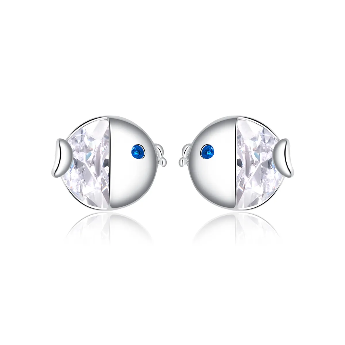 Pandora Style Silver Stud Earrings, Kiss Fish - BSE204