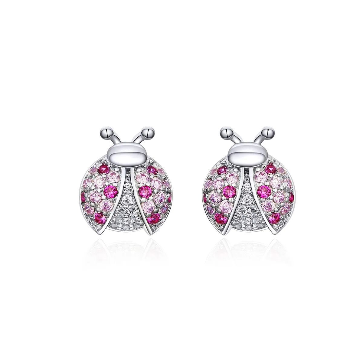 Pandora Style Silver Stud Earrings, Ladybug - SCE715