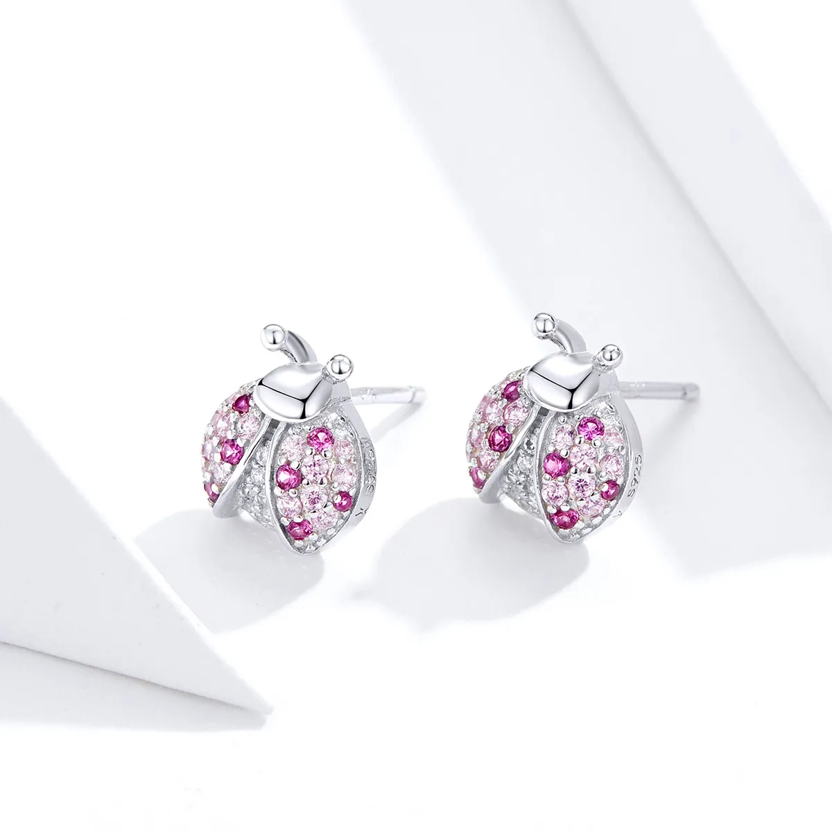 Pandora Style Silver Stud Earrings, Ladybug - SCE715