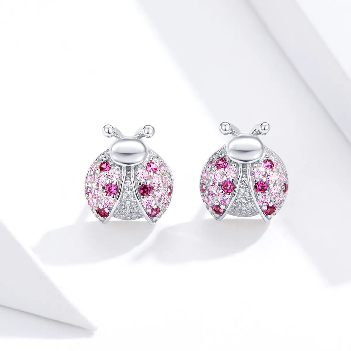 Pandora Style Silver Stud Earrings, Ladybug - SCE715