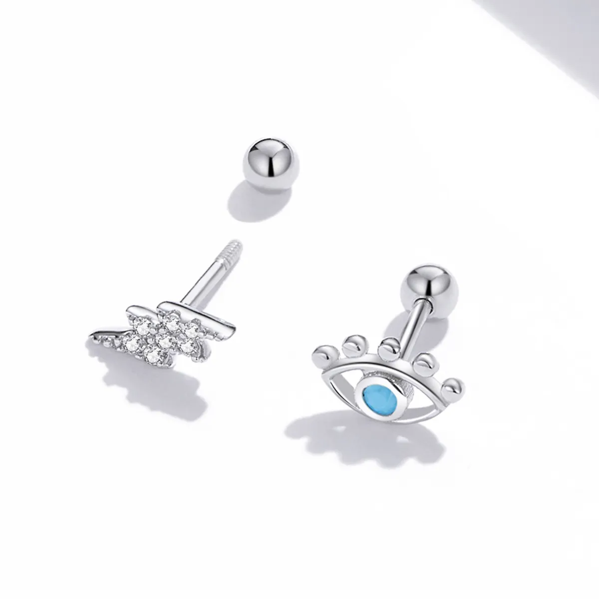 Pandora Style Silver Stud Earrings, Lightning Eye - SCE1007