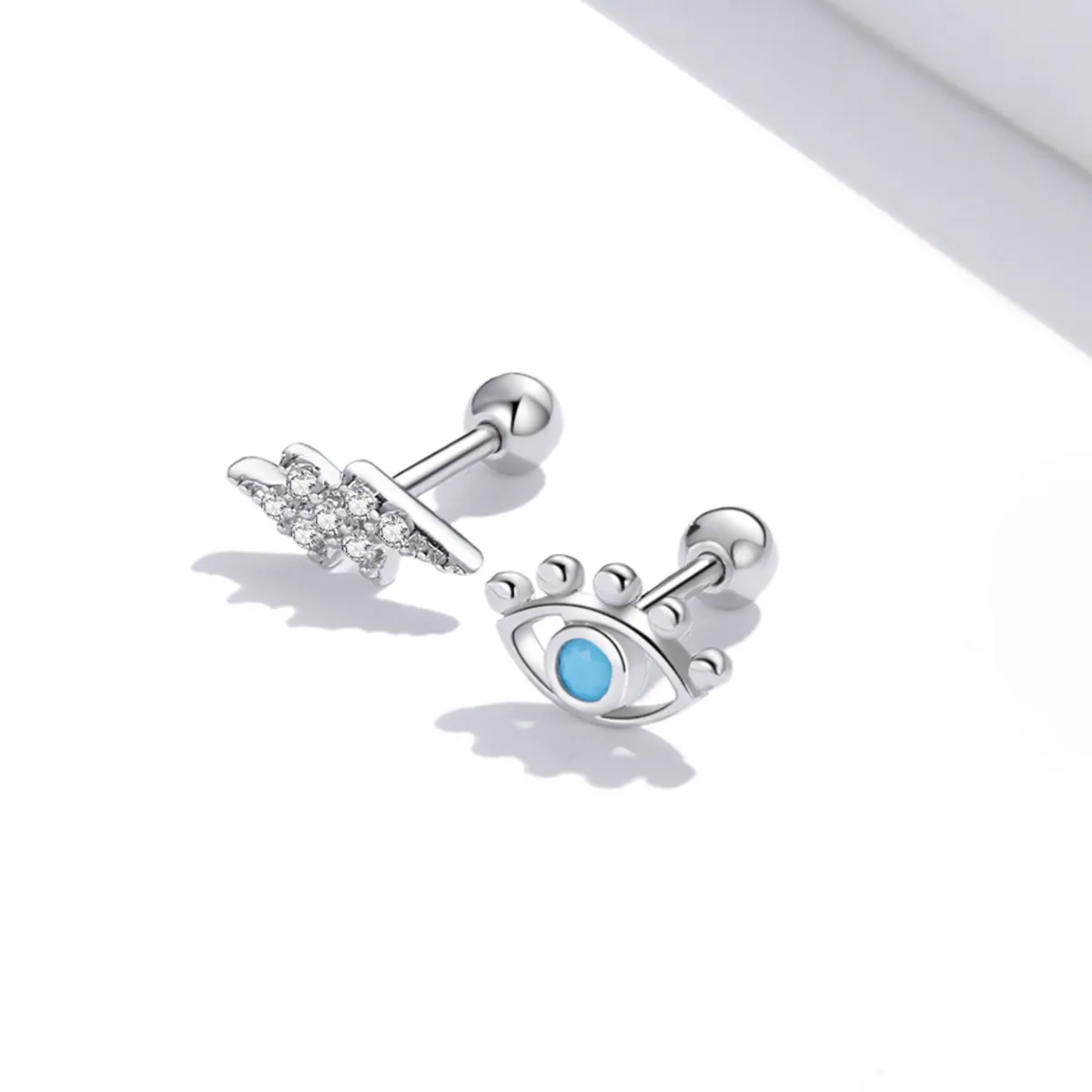 Pandora Style Silver Stud Earrings, Lightning Eye - SCE1007