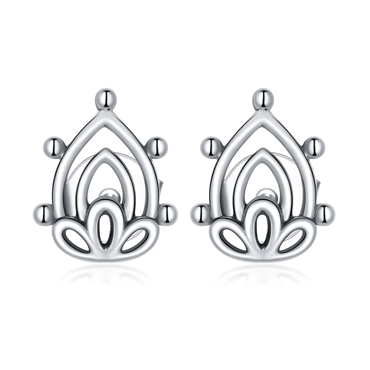 Pandora Style Silver Stud Earrings, Lotus Bud - SCE989