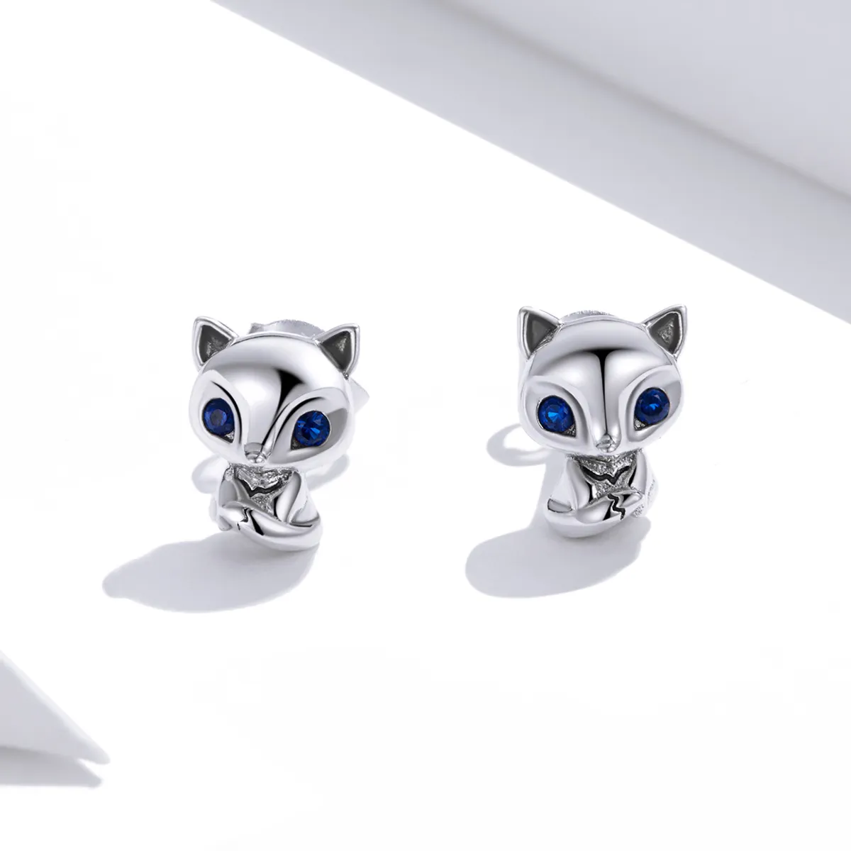 Pandora Style Silver Stud Earrings, Lovely Fox - SCE1084