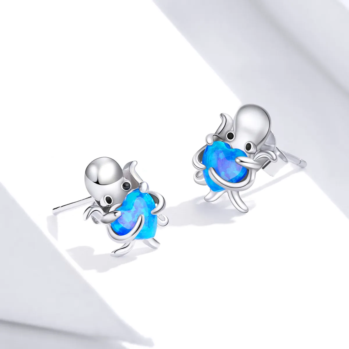 Pandora Style Silver Stud Earrings, Lovely Octopus - SCE881