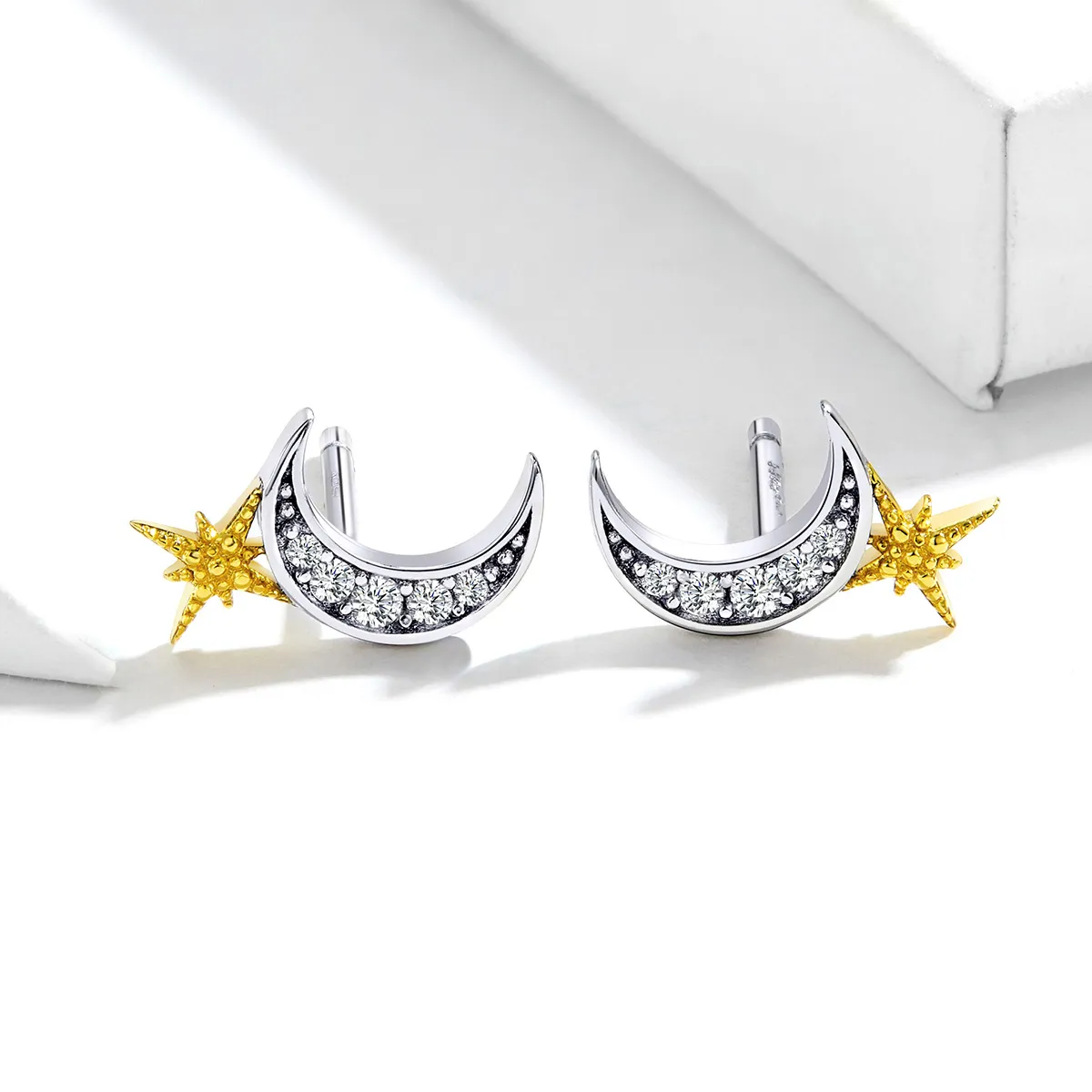 Pandora Style Silver Stud Earrings, Lunar Light - SCE729