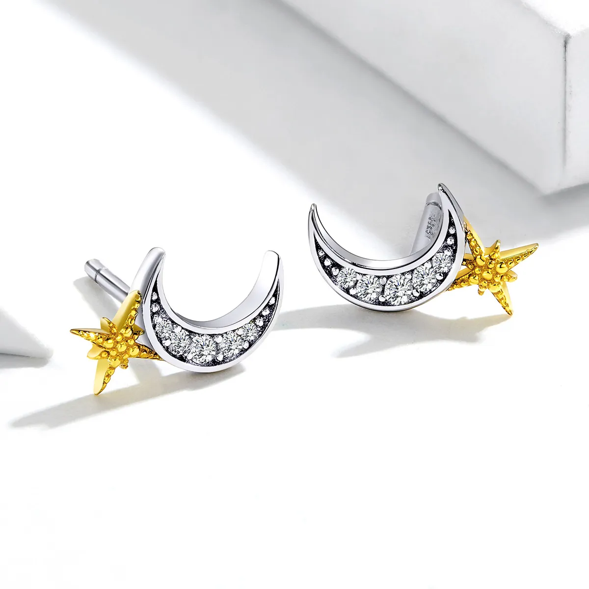 Pandora Style Silver Stud Earrings, Lunar Light - SCE729