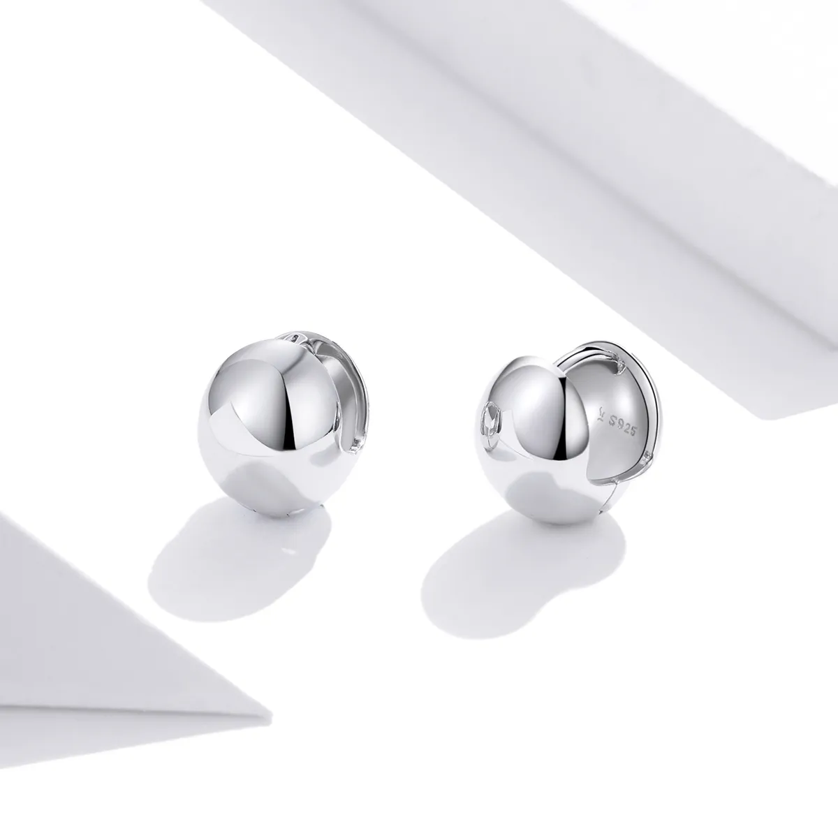 Pandora Style Silver Stud Earrings, Mirror - SCE1119