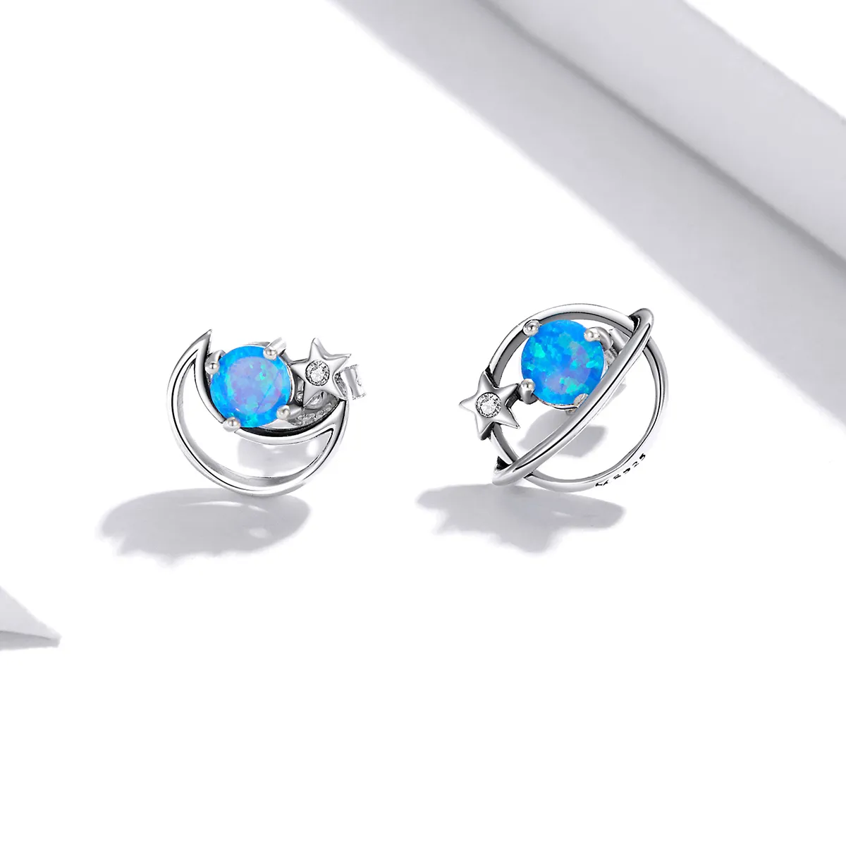 Pandora Style Silver Stud Earrings, Mysterious Planet - SCE1133