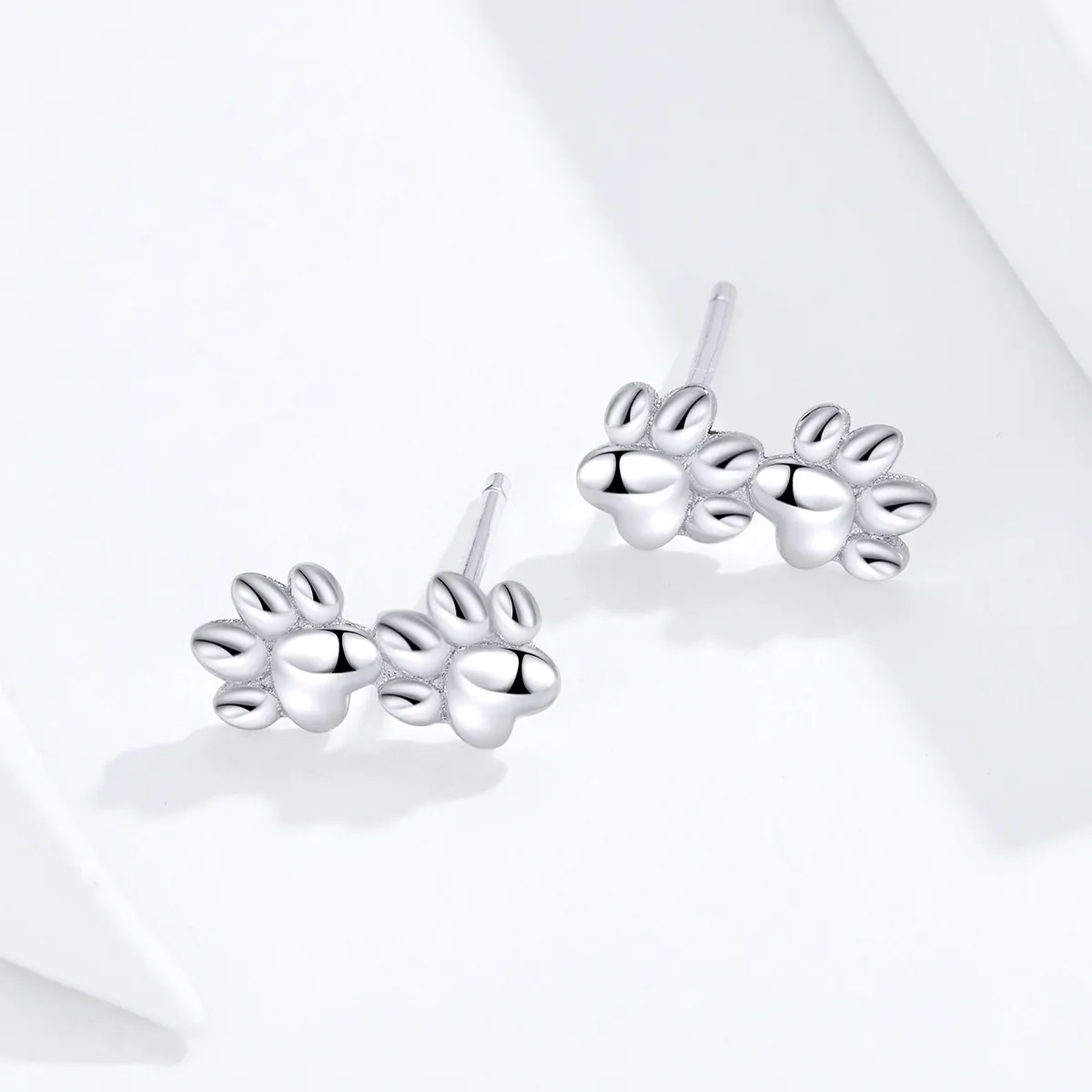 Pandora Style Silver Stud Earrings, Pet Footprints - SCE718