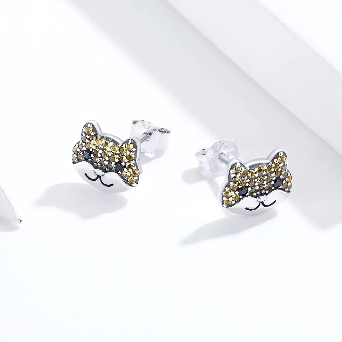 Pandora Style Silver Stud Earrings, Shiba Inu - SCE769