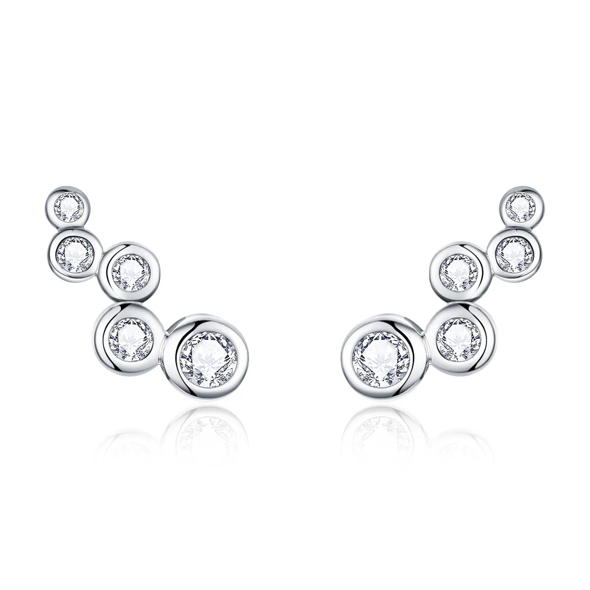 Pandora Style Silver Stud Earrings, Shiny Elegance - BSE235