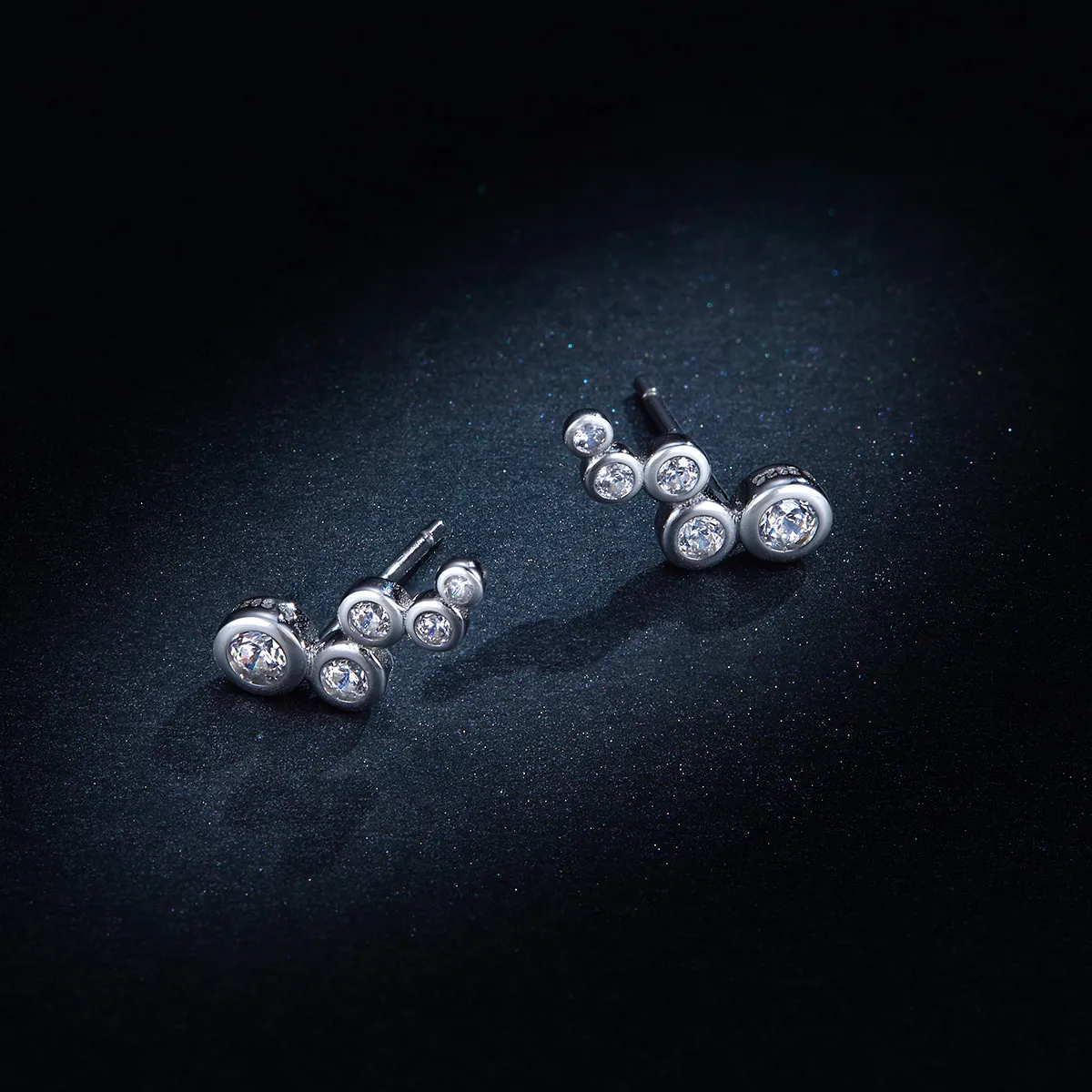 Pandora Style Silver Stud Earrings, Shiny Elegance - BSE235