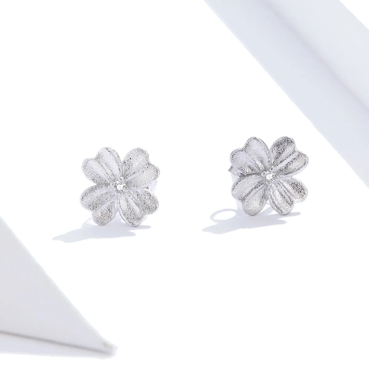 Pandora Style Silver Stud Earrings, Silver Flower - SCE864