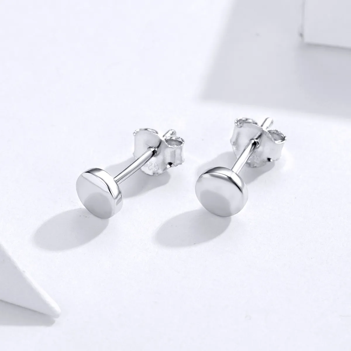 Pandora Style Silver Stud Earrings, Simple Bean - SCE705-A