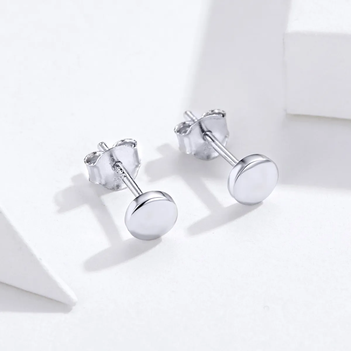 Pandora Style Silver Stud Earrings, Simple Bean - SCE705-A