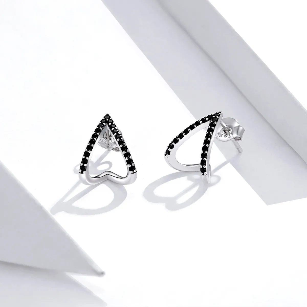 Pandora Style Silver Stud Earrings, Simple Geometry - SCE924