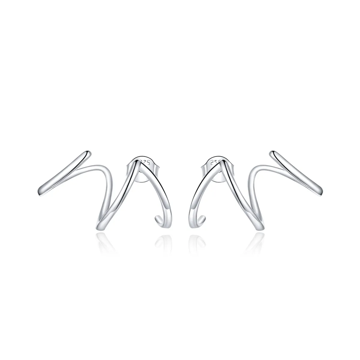 Pandora Style Silver Stud Earrings, Simple Line - SCE986