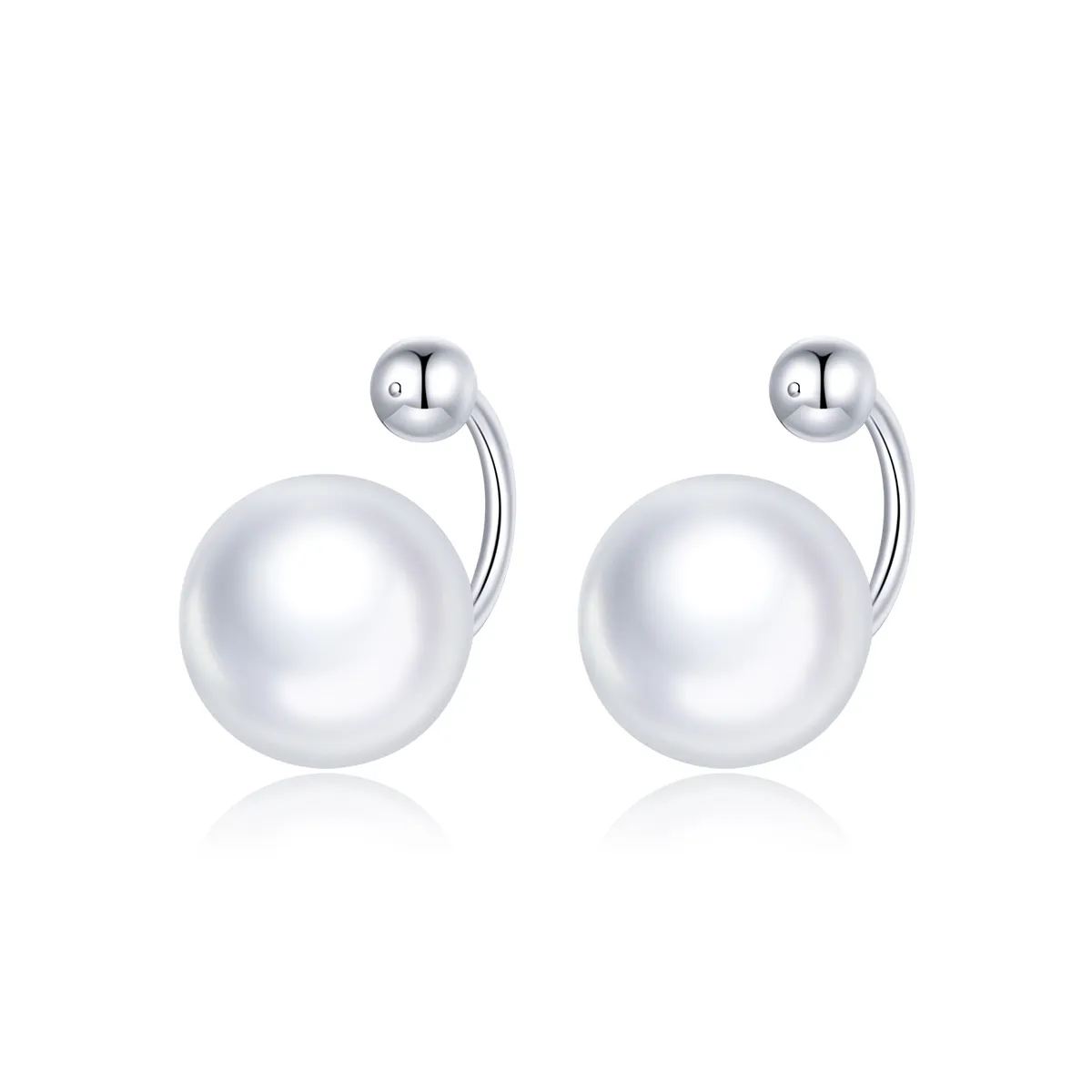 Pandora Style Silver Stud Earrings, Simple Shell - BSE438