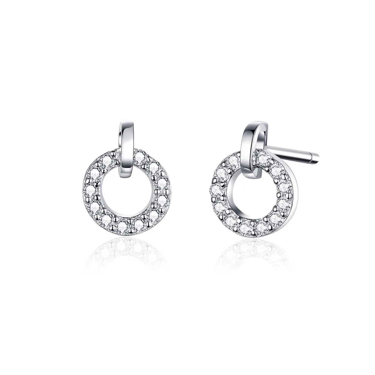 Pandora Style Silver Stud Earrings, Small Circle - SCE767