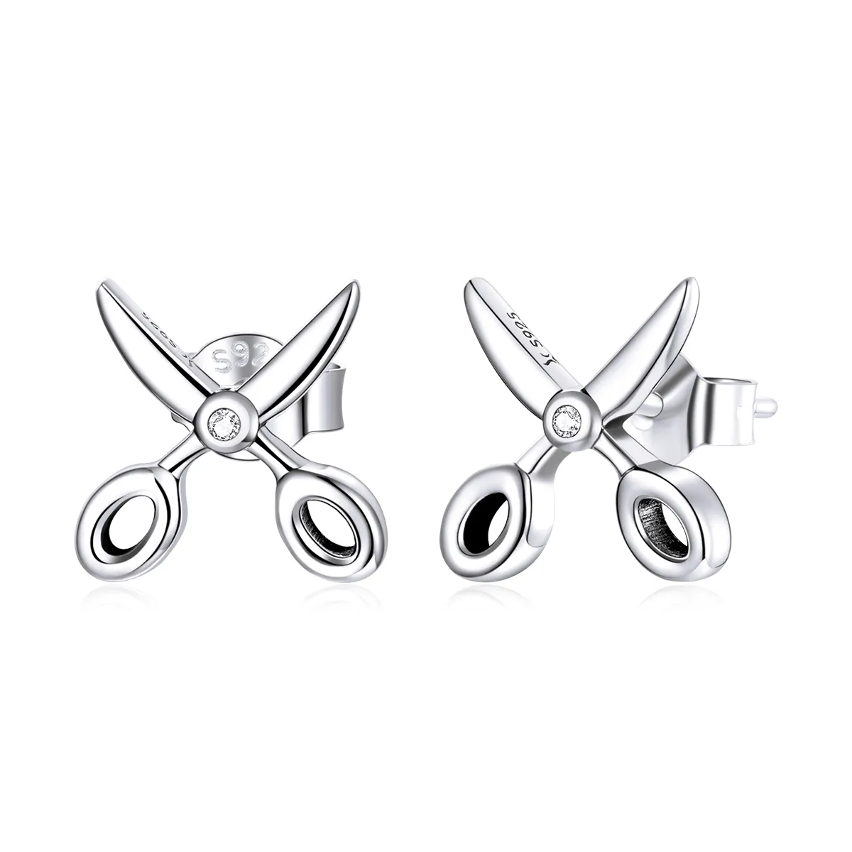 Pandora Style Silver Stud Earrings, Small Scissors - SCE1003