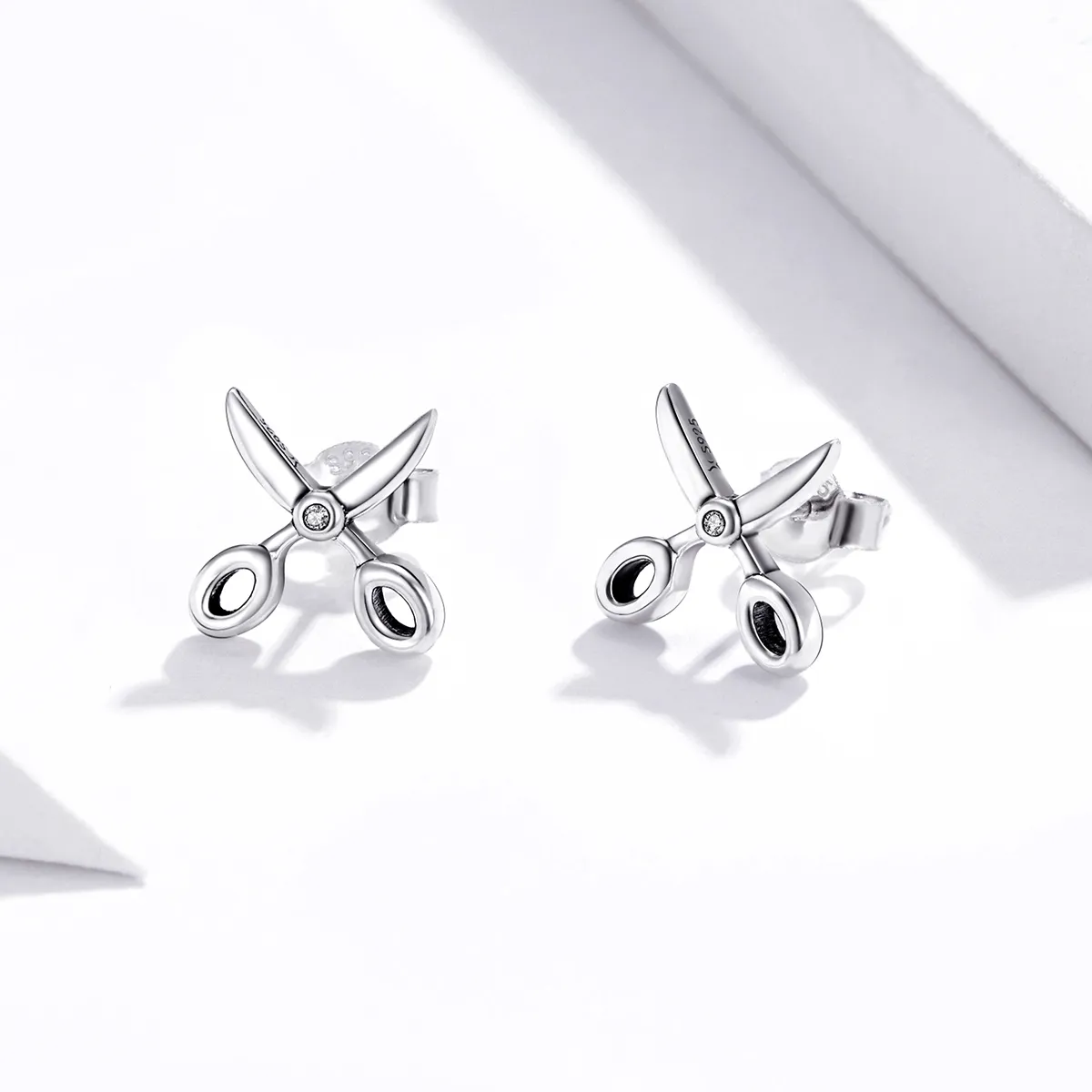 Pandora Style Silver Stud Earrings, Small Scissors - SCE1003