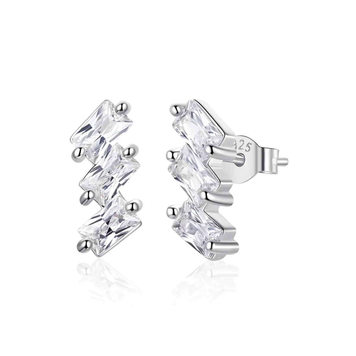 Pandora Style Silver Stud Earrings, Solid - SCE1051-A