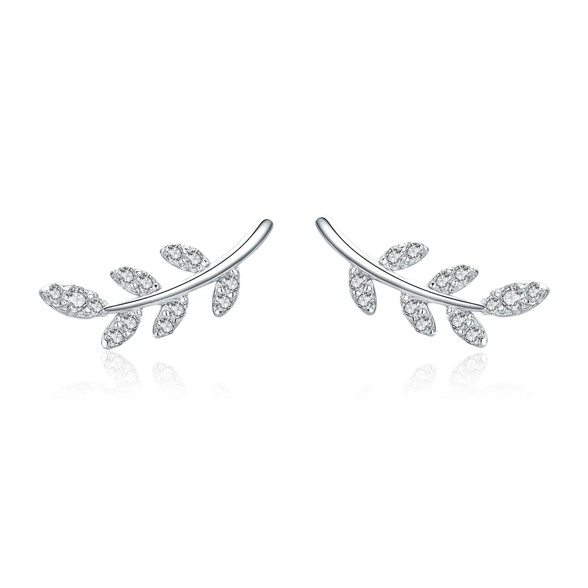 Pandora Style Silver Stud Earrings, Spring Leaves - BSE031