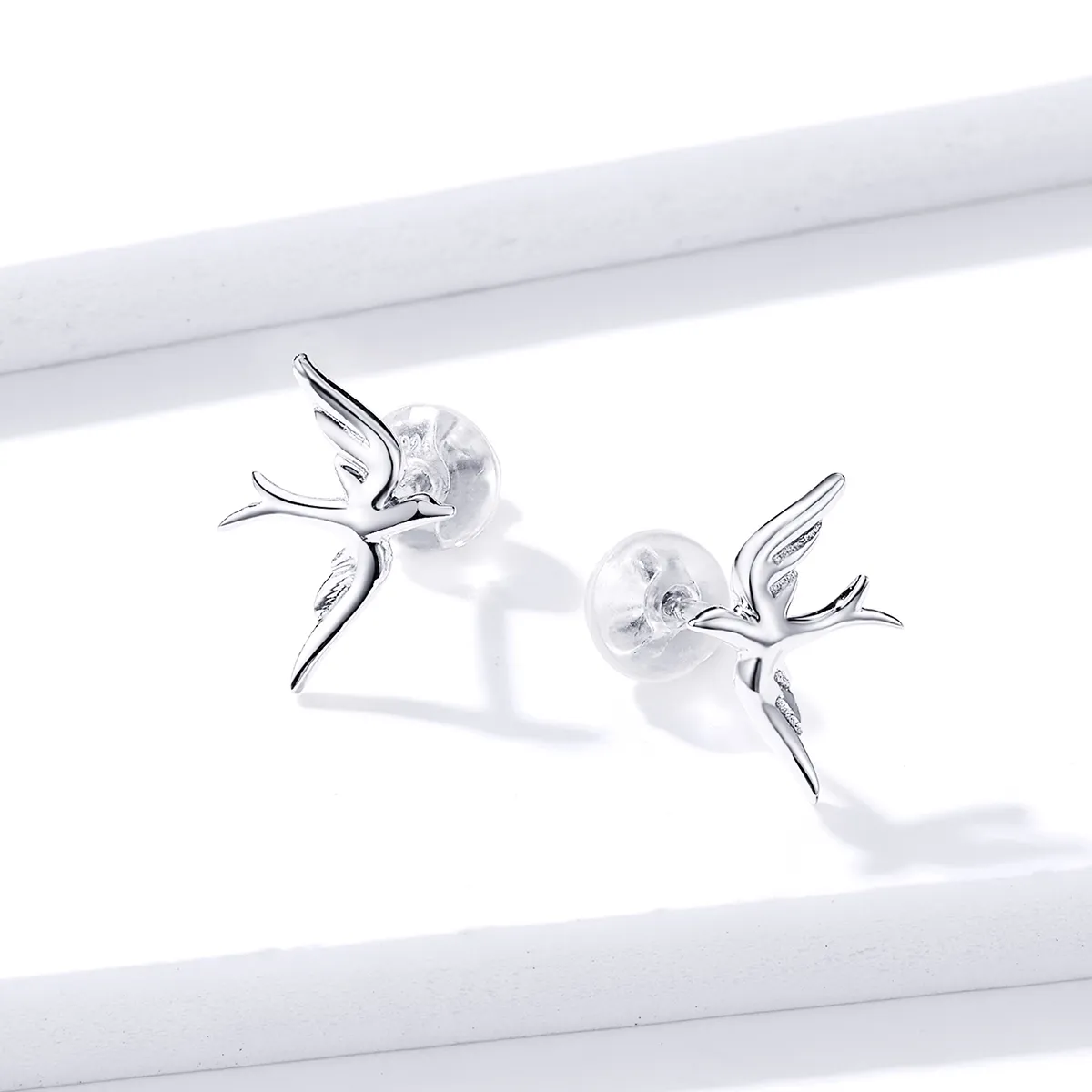 Pandora Style Silver Stud Earrings, Spring Swallow - BSE302