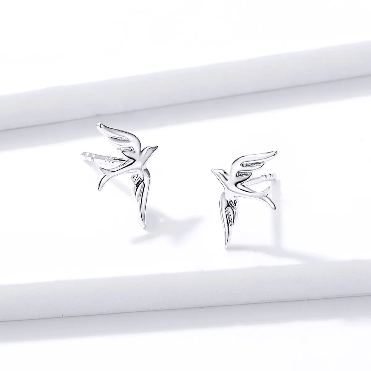 Pandora Style Silver Stud Earrings, Spring Swallow - BSE302