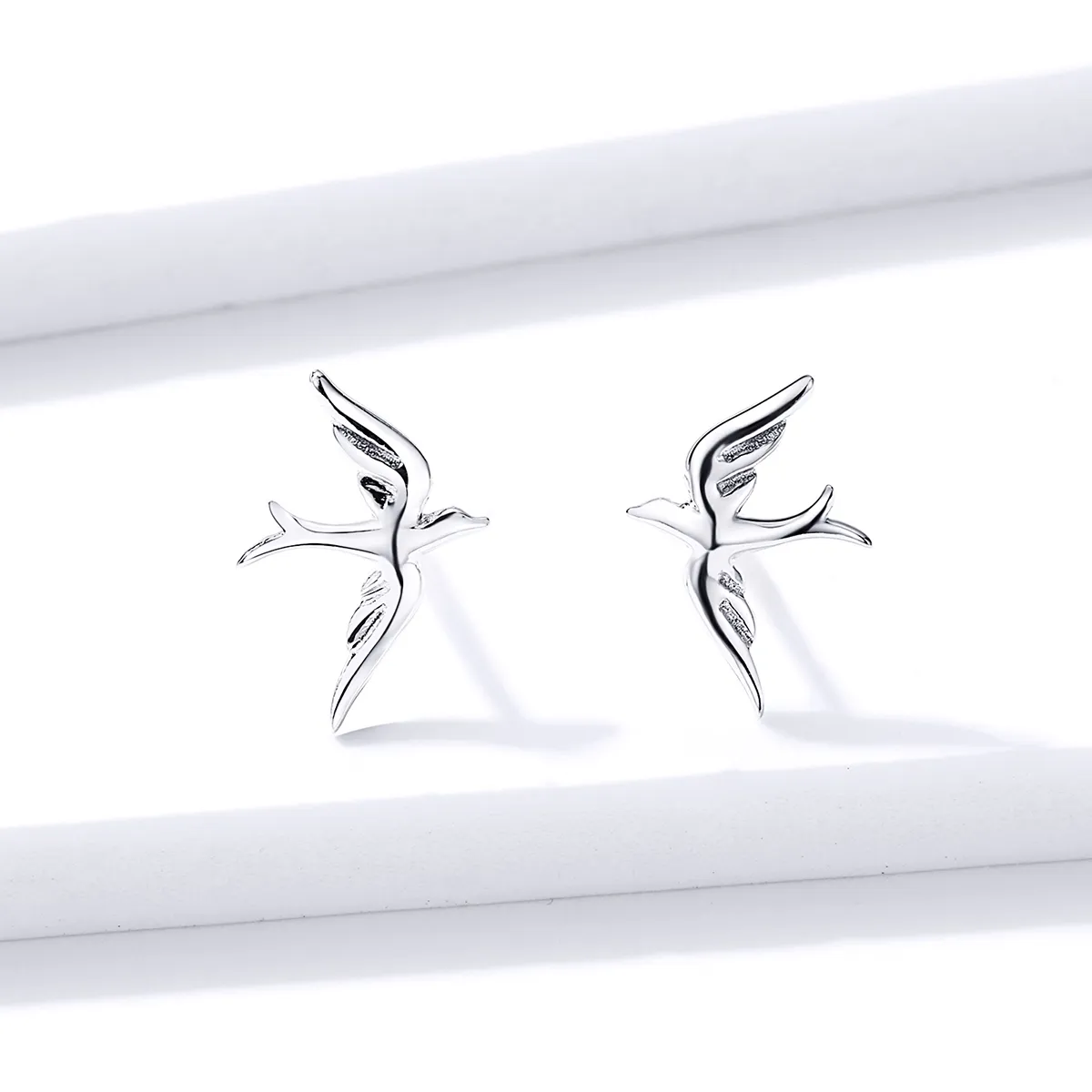 Pandora Style Silver Stud Earrings, Spring Swallow - BSE302