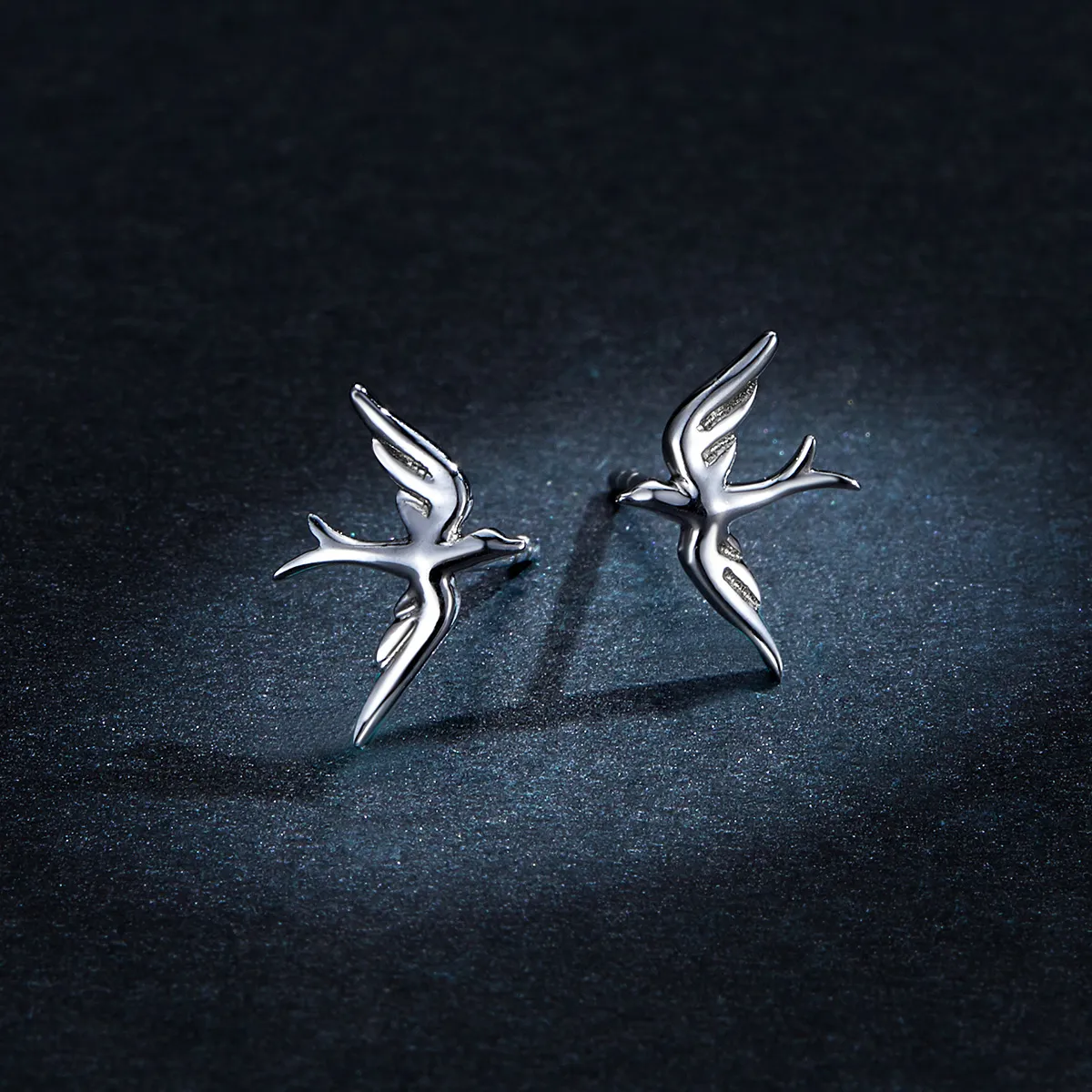 Pandora Style Silver Stud Earrings, Spring Swallow - BSE302