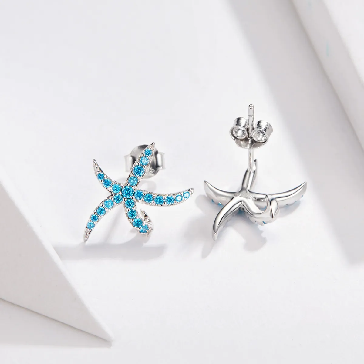 Pandora Style Silver Stud Earrings, Starfish - BSE136