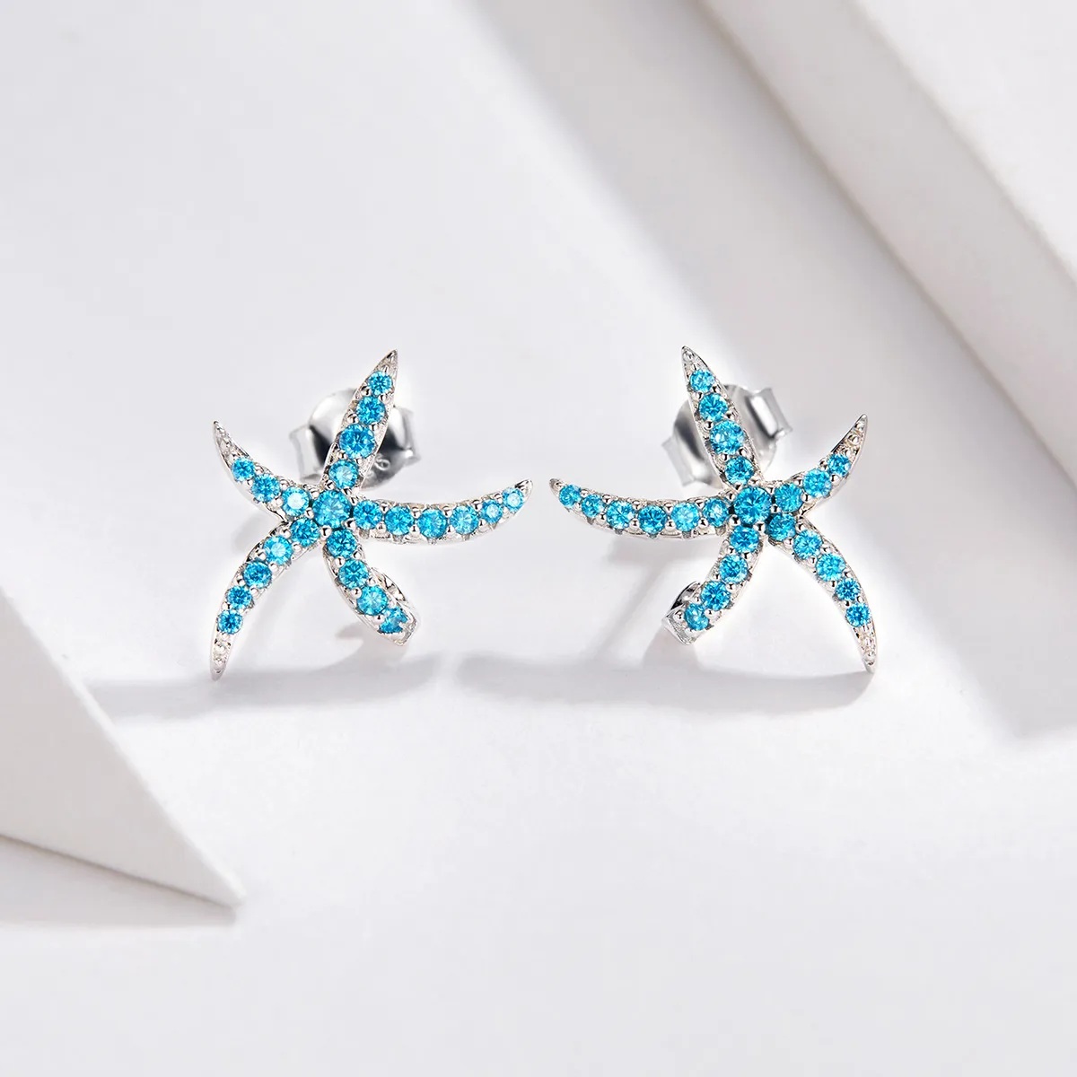 Pandora Style Silver Stud Earrings, Starfish - BSE136